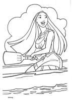 coloriage pocahontas dans sa barque